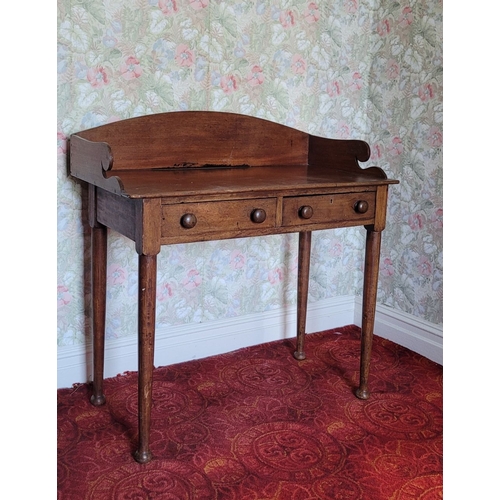 25 - AN EXCELLENT  IRISH 19TH CENTURY MAHOGANY SIDE TABLE / DESK / DRESSING TABLE, the two-drawer table h... 