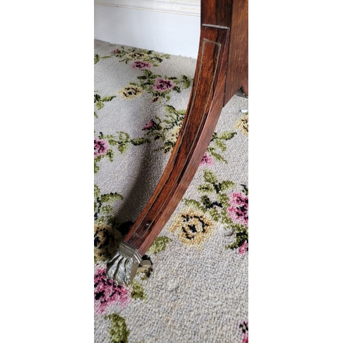 26 - A VERY GOOD QUALITY REGENCY ROSEWOOD BRASS INLAID SOFA TABLE, the curved leaves on each side raised ... 