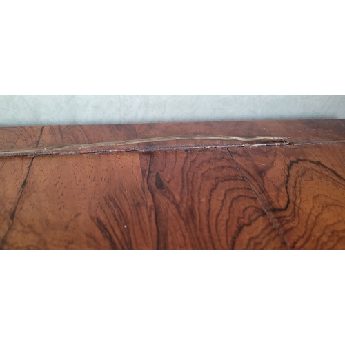 26 - A VERY GOOD QUALITY REGENCY ROSEWOOD BRASS INLAID SOFA TABLE, the curved leaves on each side raised ... 