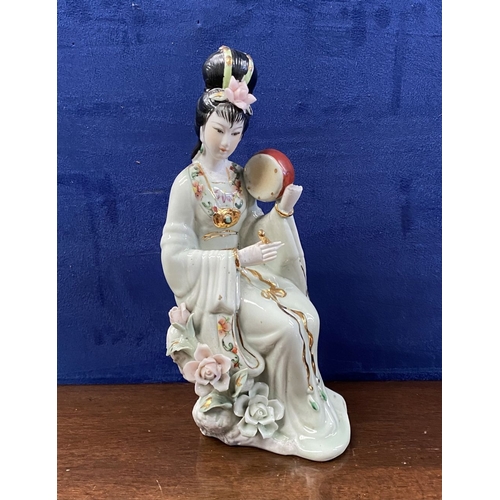 272 - A COLLECTION OF VINTAGE ORIENTAL PORCELAIN GEISHA’S, a seated female figure playing instrument, fema... 