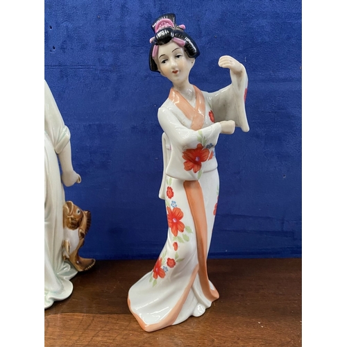 272 - A COLLECTION OF VINTAGE ORIENTAL PORCELAIN GEISHA’S, a seated female figure playing instrument, fema... 