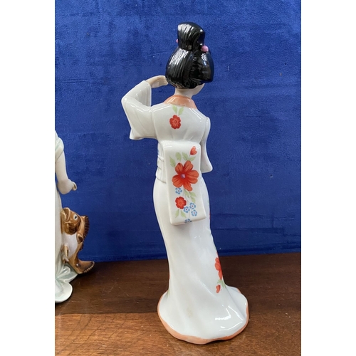 272 - A COLLECTION OF VINTAGE ORIENTAL PORCELAIN GEISHA’S, a seated female figure playing instrument, fema... 