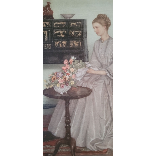 276 - AFTER LEONARD CAMPBELL TAYLOR, R.A., R.O.I., (1874-1969), SEPTEMBER FLOWERS/DRAWING ROOM, framed pri... 