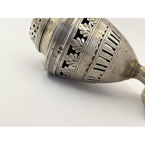 278 - A GEORGE III SILVER PEPPER POT, by Peter & Anne Bateman, London c.1794. Of inverted baluster form se... 