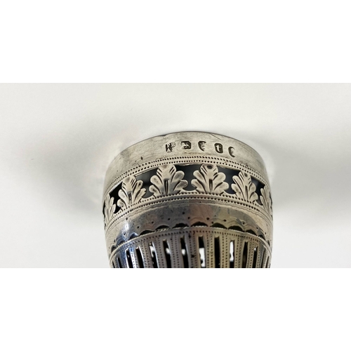 278 - A GEORGE III SILVER PEPPER POT, by Peter & Anne Bateman, London c.1794. Of inverted baluster form se... 