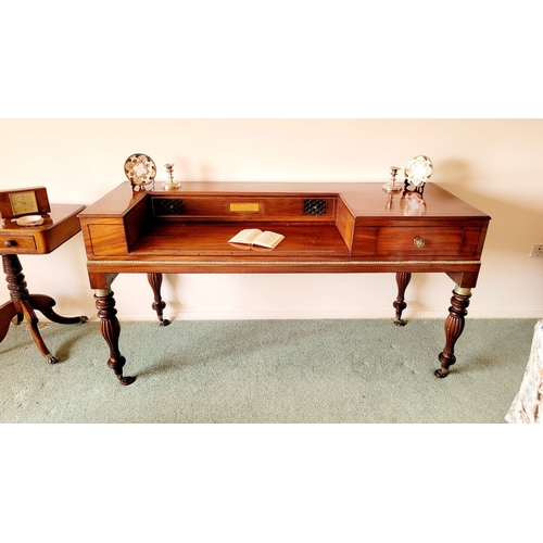 281 - AN EARLY 19TH CENTURY MAHOGANY BRASS INLAID CONVERTED SPINET, by the maker Thomas Butcher, of Great ... 