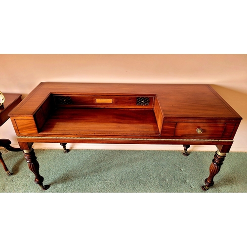 281 - AN EARLY 19TH CENTURY MAHOGANY BRASS INLAID CONVERTED SPINET, by the maker Thomas Butcher, of Great ... 