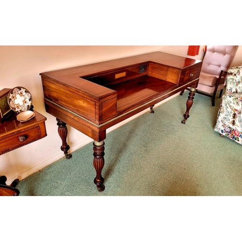 281 - AN EARLY 19TH CENTURY MAHOGANY BRASS INLAID CONVERTED SPINET, by the maker Thomas Butcher, of Great ... 