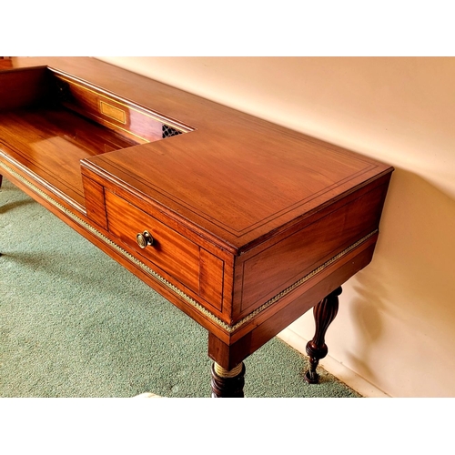 281 - AN EARLY 19TH CENTURY MAHOGANY BRASS INLAID CONVERTED SPINET, by the maker Thomas Butcher, of Great ... 