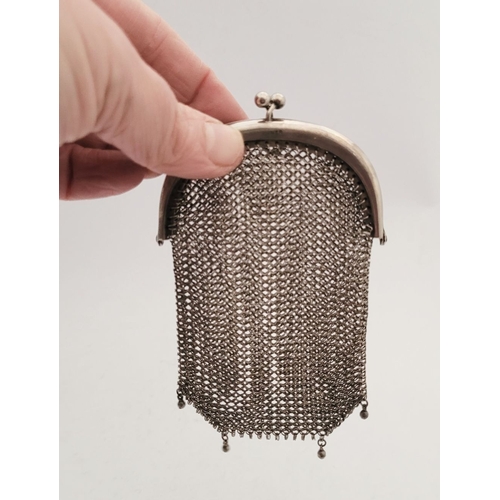 291 - TWO EARLY 20TH CENTURY DELICATELY MADE SILVER MESH PURSES, (i) A small silver mesh sovereign purse, ... 