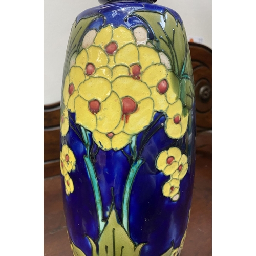 294 - A MINTON ART NOUVEAU SECESSIONIST VASE, c.1900, decorated with stylised yellow flowers with green fo... 