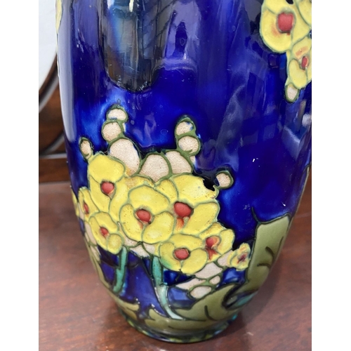 294 - A MINTON ART NOUVEAU SECESSIONIST VASE, c.1900, decorated with stylised yellow flowers with green fo... 