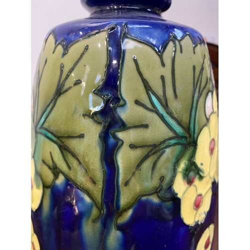 294 - A MINTON ART NOUVEAU SECESSIONIST VASE, c.1900, decorated with stylised yellow flowers with green fo... 