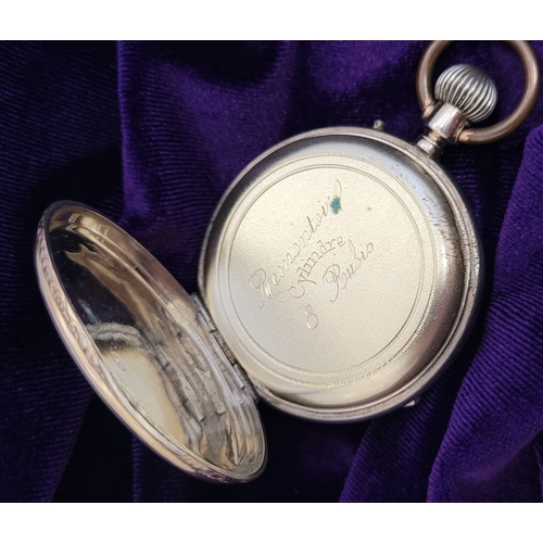 295 - A SILVER REMONTOIR CYLINDRE 8 RUBIS LADIES POCKET WATCH, lovely light blue & white dial with roman n... 