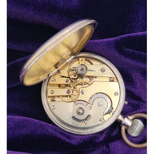 295 - A SILVER REMONTOIR CYLINDRE 8 RUBIS LADIES POCKET WATCH, lovely light blue & white dial with roman n... 