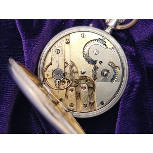 295 - A SILVER REMONTOIR CYLINDRE 8 RUBIS LADIES POCKET WATCH, lovely light blue & white dial with roman n... 