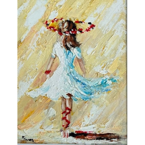 306 - EMMA JONES (Irish, 20th Century), ‘IRISH DANCER’, oil on canvas, signed lower left. Dimensions: 17in... 