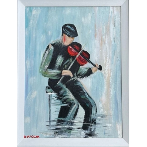 307 - DONAL MCCANN (Irish, 20th Century), ‘THE FIDDLER’, oil on canvas, signed lower left. Dimensions: 22i... 