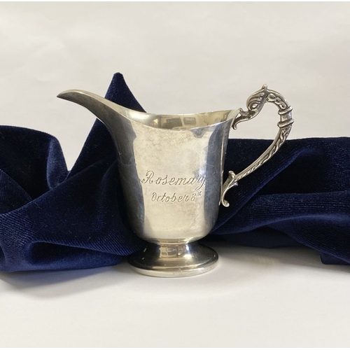 31 - A 1916-66 JUBILEE IRISH SILVER CREAM JUG, Hallmarked B. Moynihan Limerick. Nice simple form with dec... 