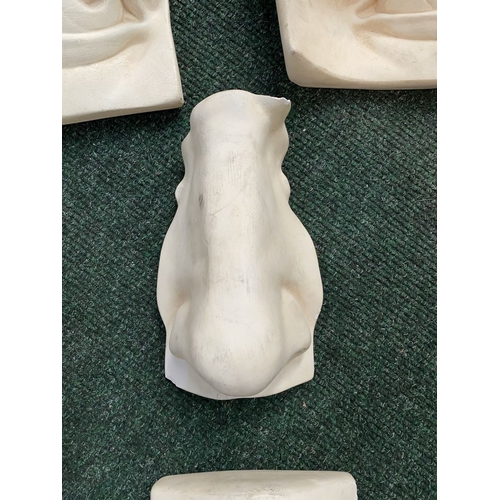 317 - A COLLECTION OF CLASSICAL PLASTER CASTS, four with hanging hooks to reverse. Studies of Michelangelo... 