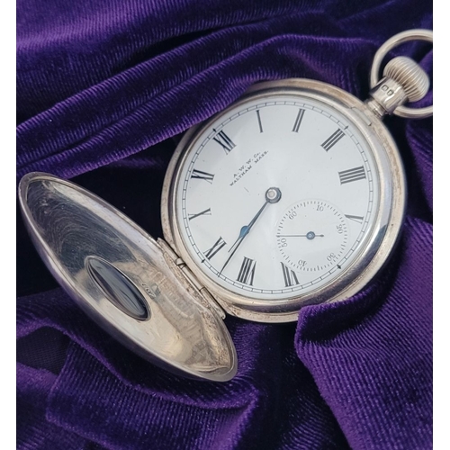 32 - A LATE 19TH CENTURY SILVER CASED AMERICAN WALTHAM CO. POCKET WATCH, the case in English silver, Birm... 