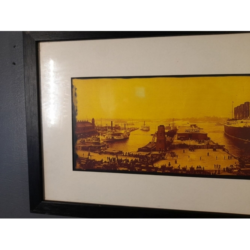 326 - A FRAMED COLOURED PRINT OF LUSITANIA, on the day of its maiden voyage 1907, nicely frame. Dimensions... 