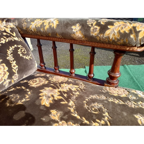 330 - A WELL-MADE MAHOGANY VICTORIAN PARLOUR CHAIR, with carving to frame of backrest, upholstered backres... 