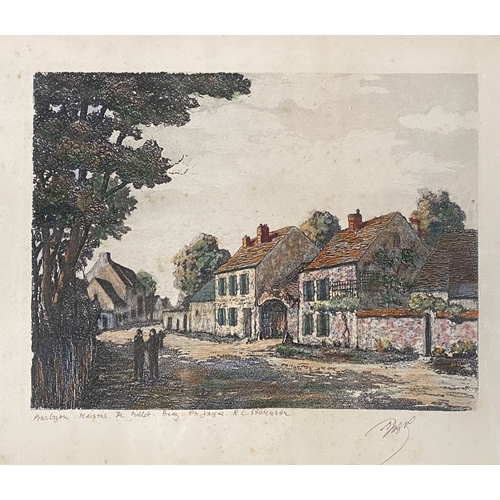 338 - MAURICE JACQUE (French, early 20th Century), ‘BARBIZON LA MAISON DE MILLET’, coloured etching, inscr... 