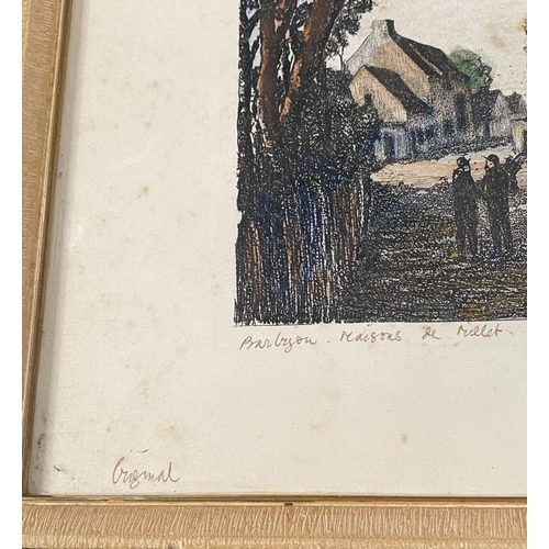 338 - MAURICE JACQUE (French, early 20th Century), ‘BARBIZON LA MAISON DE MILLET’, coloured etching, inscr... 