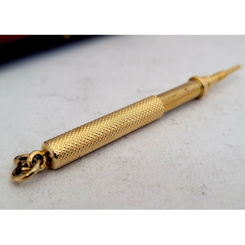 339 - A MIXED LOT: includes: (i) An antique cased gold coloured mechanical pencil, with engine cut decorat... 