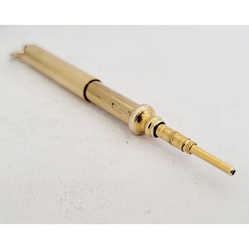 339 - A MIXED LOT: includes: (i) An antique cased gold coloured mechanical pencil, with engine cut decorat... 