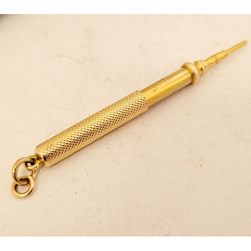 339 - A MIXED LOT: includes: (i) An antique cased gold coloured mechanical pencil, with engine cut decorat... 