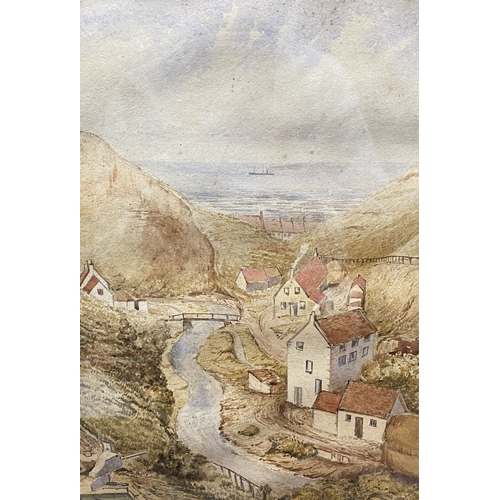 344 - C. LATHAM (British, 20th Century), ‘SALTBURN BY THE SEA’, watercolour on paper, inscribed to mount w... 