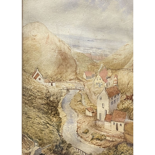 344 - C. LATHAM (British, 20th Century), ‘SALTBURN BY THE SEA’, watercolour on paper, inscribed to mount w... 