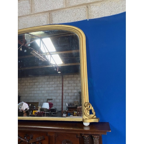 362 - A VICTORIAN ARCHED GILT OVERMANTLE MIRROR, nice arched form with original mirror plate, reeded gilt ... 