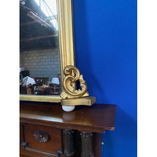 362 - A VICTORIAN ARCHED GILT OVERMANTLE MIRROR, nice arched form with original mirror plate, reeded gilt ... 