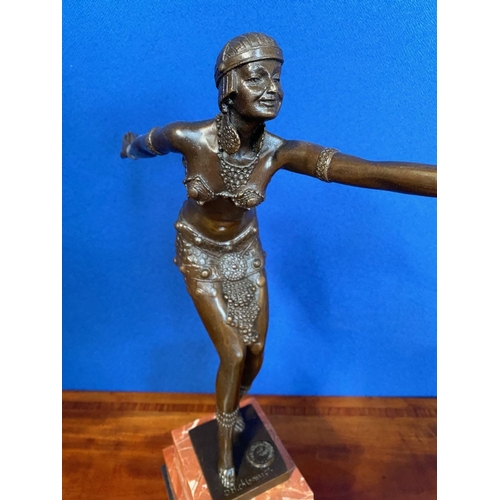 363 - AFTER DH CHIPARUS (Romanian 1886-1947), bronze sculpture of a female dancer, signed to base and stam... 