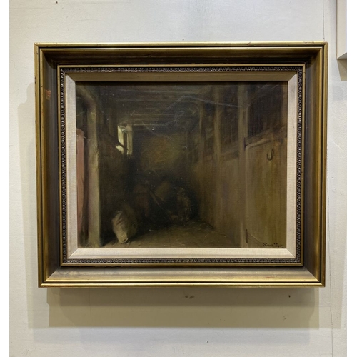 4 - THOMAS RYAN PPRHA (1929-2021), ‘THE OLD STABLE’, oil on canvas, signed lower right, labelled verso w... 