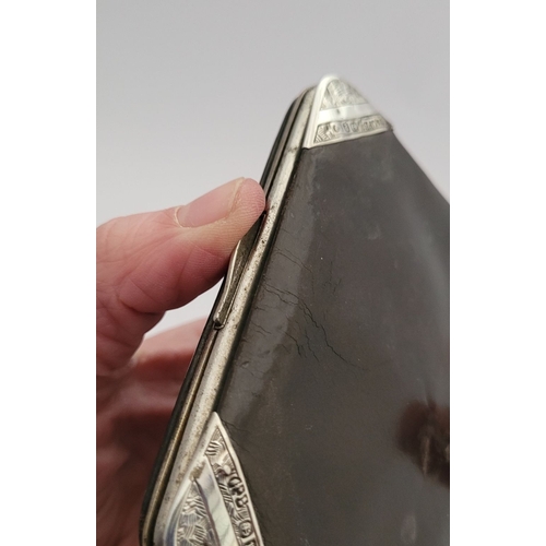 63 - A LATE 19TH CENTURY SILVER MOUNTED LEATHER WALLET, the silver mounts impressed with Birmingham hallm... 