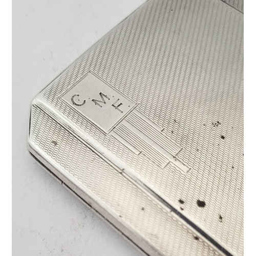 75 - THREE SILVER CIGARETTE CASES, (i) A neatly sized case decorated with engine cut design to the front,... 