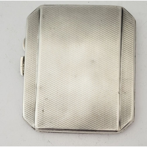 75 - THREE SILVER CIGARETTE CASES, (i) A neatly sized case decorated with engine cut design to the front,... 