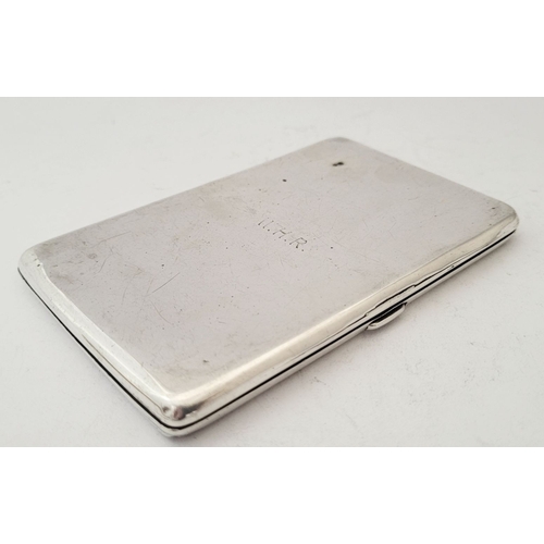 75 - THREE SILVER CIGARETTE CASES, (i) A neatly sized case decorated with engine cut design to the front,... 