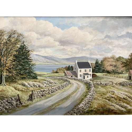 91 - LIAM JONES (Irish, 20th Century), ‘WEST CORK ARDGROOM FARMHOUSE’, oil on canvas board, signed lower ... 