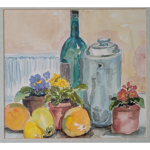 99 - EVELYN BARBER, (IRISH, 20TH CENTURY), STILL LIFE, watercolour on paper, unsigned. Frame: 48 x 45cm. ... 