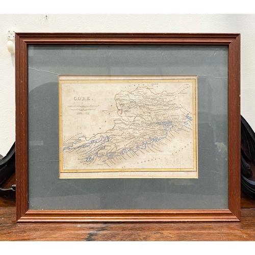 129 - AN ANTIQUE FRAMED MAP OF CORK, etching by Alfred Adlard, Doctor’s Commons, published by How & Parson... 