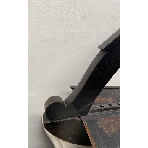 185 - A VINTAGE HARDWOOD IRISH HARP, 28 string harp. Complete with hardwood stand with brass capped feet. ... 