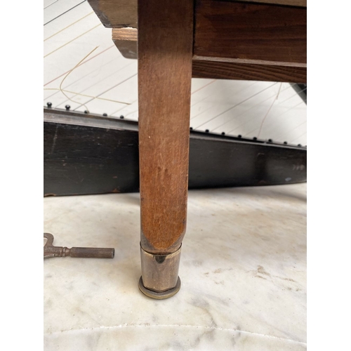 185 - A VINTAGE HARDWOOD IRISH HARP, 28 string harp. Complete with hardwood stand with brass capped feet. ... 