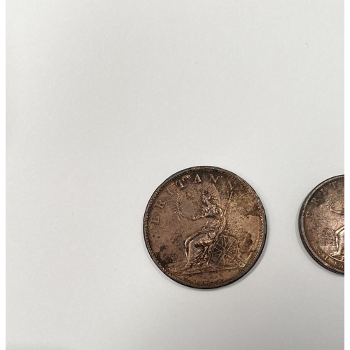 188 - A GEORGE III COPPER FARTHING 1799 & HALF PENNY 1807, dimensions half penny: 28mm, dimensions farthin... 