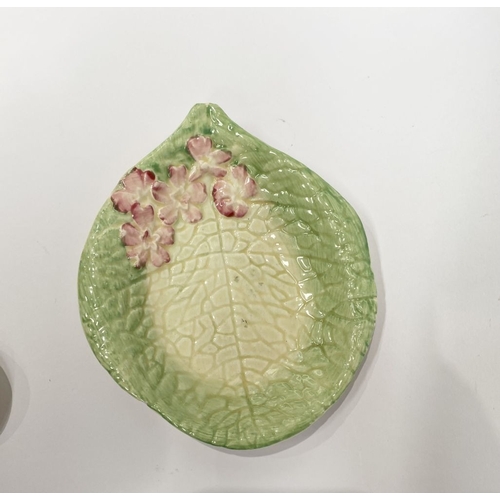 189 - A NEWPORT POTTERY CLARICE CLIFF DISH & SPOON, pink flower dish and spoon, the dish with Makers marks... 