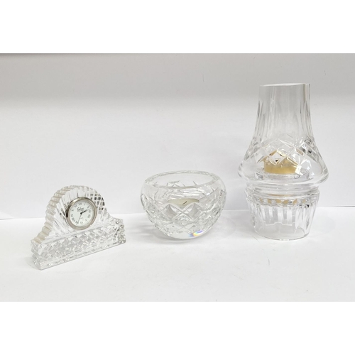 191 - A WATERFORD CRYSTAL HURRICANE VOTIVE CANDLEHOLDER, in the Lismore pattern, along with Waterford crys... 